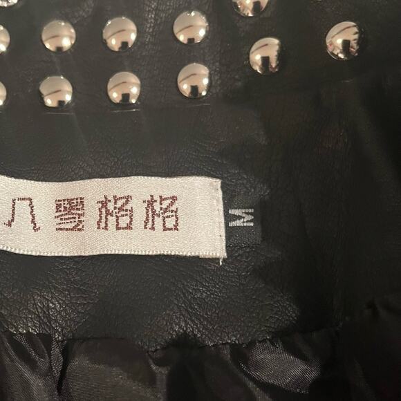 NEW CUSTOM Belted Studded Spike Rivet Moto Cropped Biker Jacket Black Un… - Picture 12 of 13